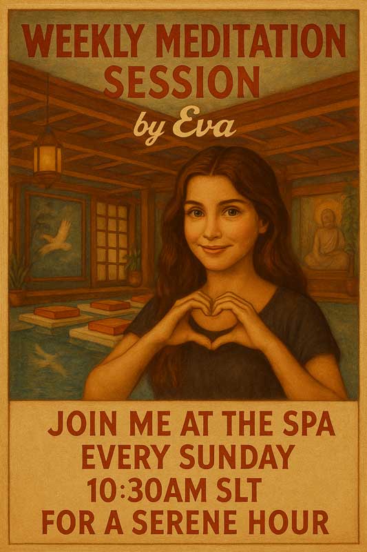 Members are invited to a Sunday 10:30AM Meditation Session with Eva! in the Omerta Spa.