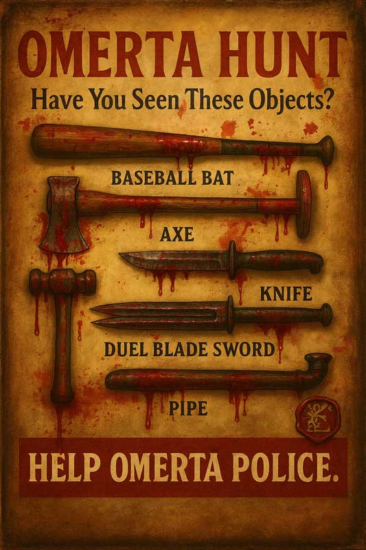 Omerta Police needs your help finding these weapons!