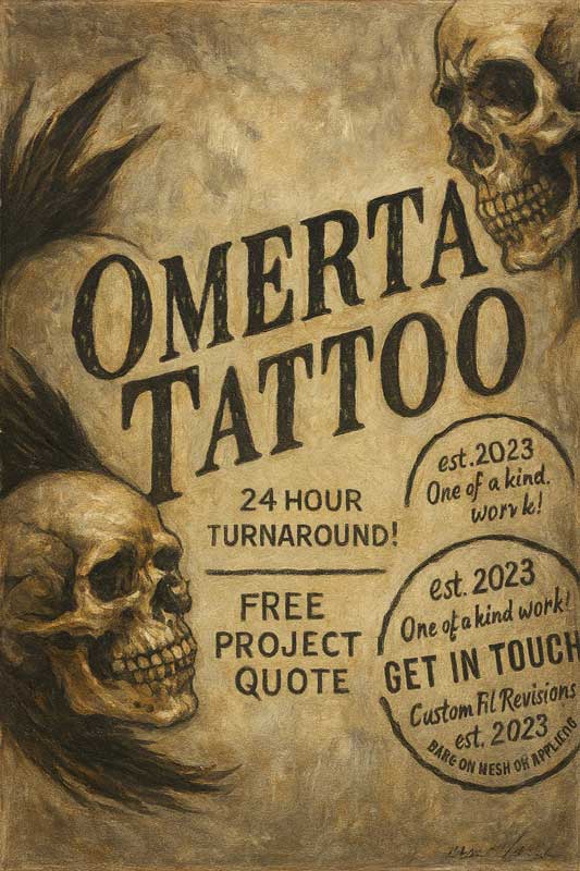 Custom Tattoo Services with 24 hour turnaround!